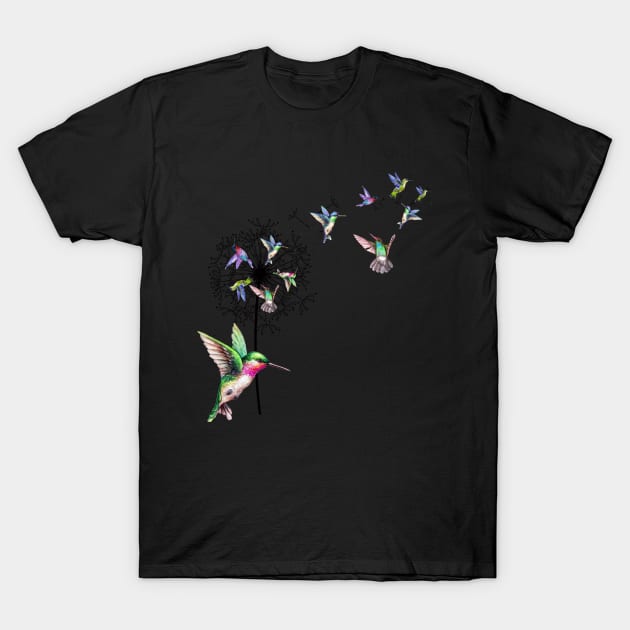 Hummingbird Dandelion T-Shirt by ROMANSAVINRST